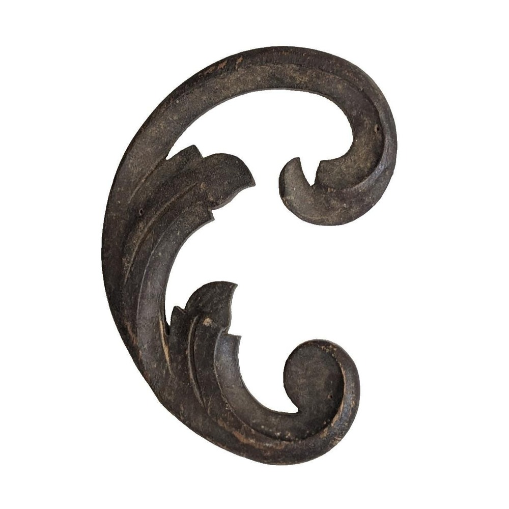 Antique 6" Carved Wood Scroll Applique‎ Architectural Salvage Furniture Decor